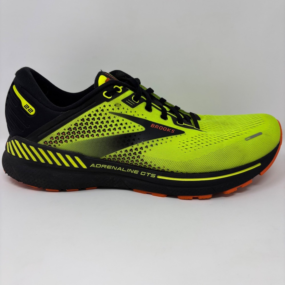 Brooks Adrenaline GTS 22 Mens Size 12 Yellow Black Running Shoes (1103661D736)